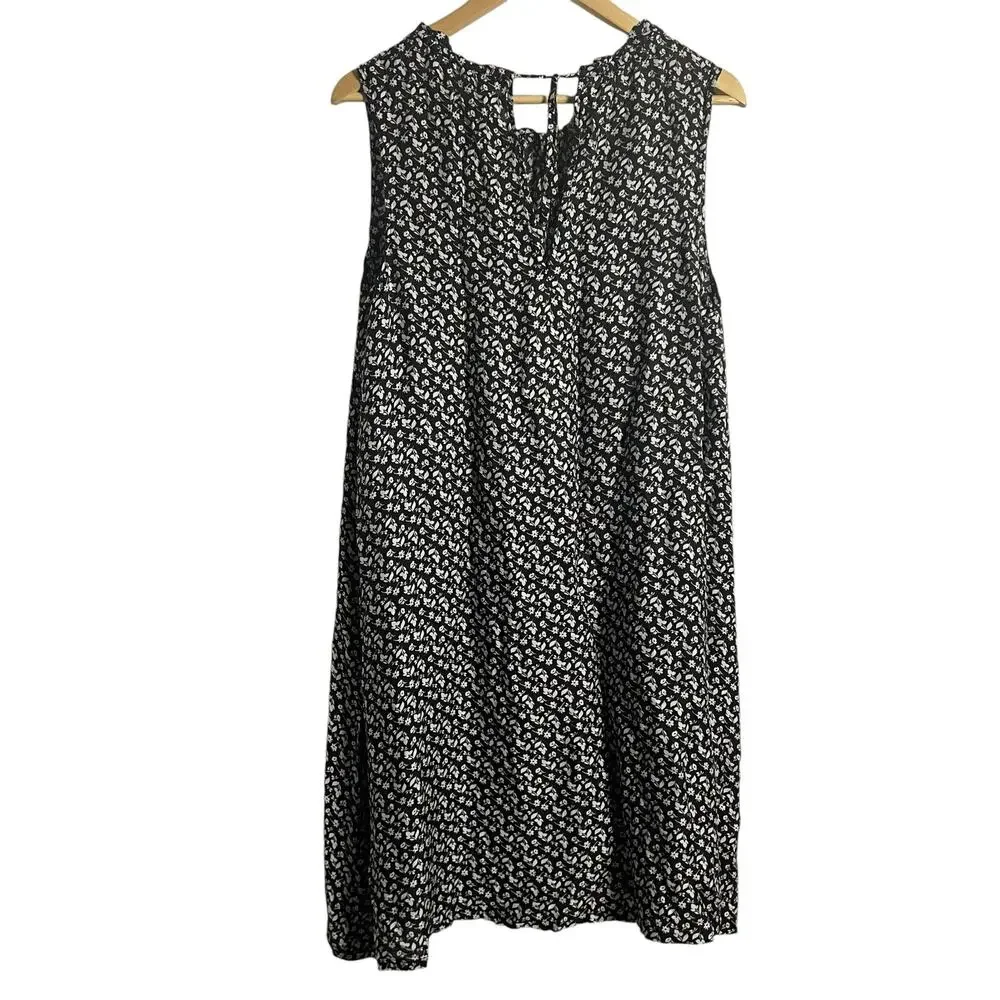 Officine Generale Louison Black Floral Print Silk Sleeveless Shift Dress Size L - Picture 15 of 16